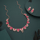 Tehzeeb Creations Gold Pleate Pink Choker Necklace With Stud - Swadesiicart