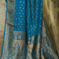 Joban Fashion Peacock Crepe Chiffon Pure Handloom Banarasi Silk Saree | Swadesiicart