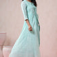 Juniper Womens Mint Georgette Foil Printed Double Layred Anarkali Dress | Swadesiicart