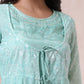 Juniper Womens Mint Georgette Foil Printed Double Layred Anarkali Dress | Swadesiicart