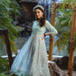 Juniper Womens Bluemulti Georgette Foil Printed Anarkali Dress | Swadesiicart