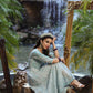 Juniper Womens Bluemulti Georgette Foil Printed Anarkali Dress | Swadesiicart