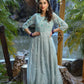 Juniper Womens Bluemulti Georgette Foil Printed Anarkali Dress | Swadesiicart