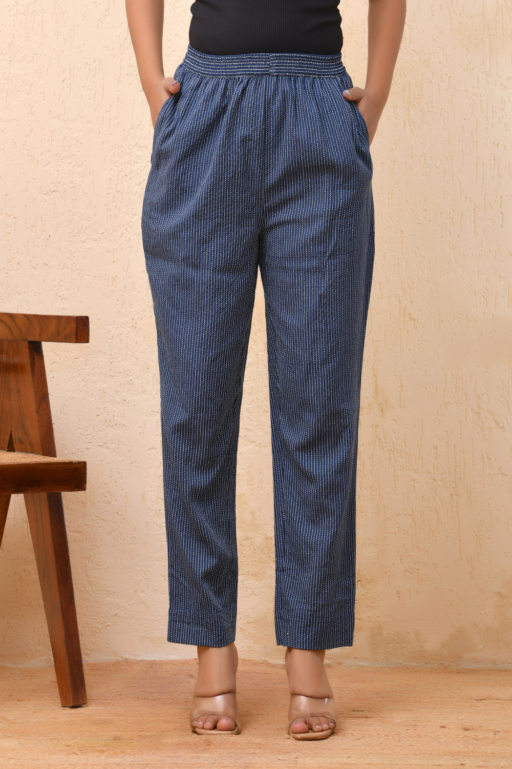Vaasva Women Royal Blue Straight Pant | Swadesiicart