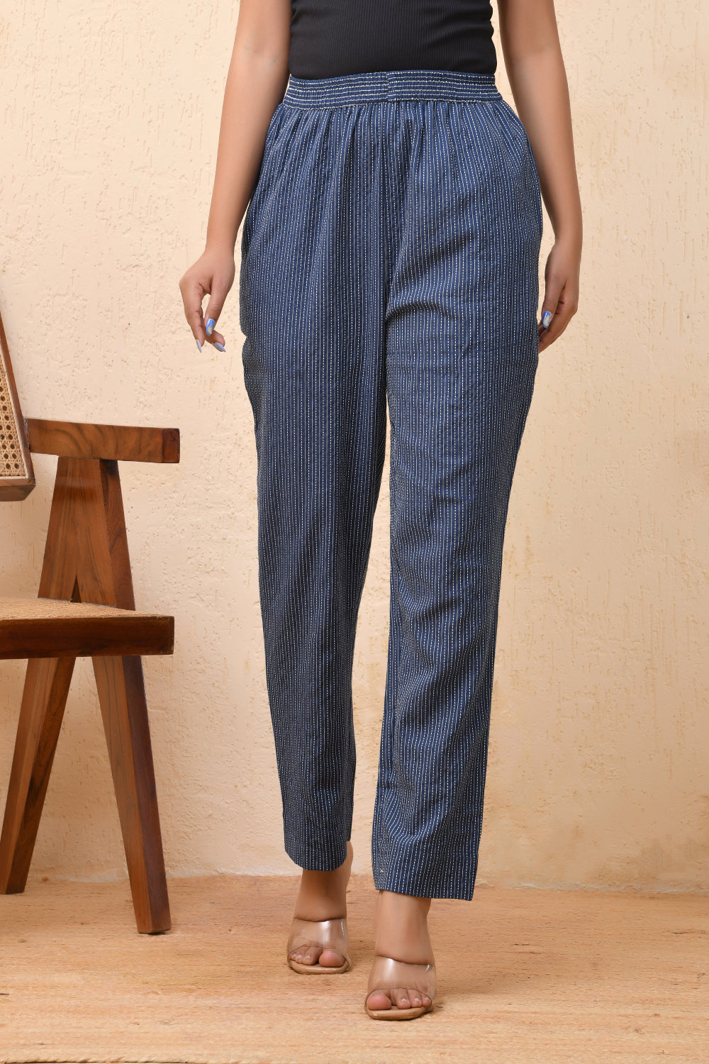 Vaasva Women Royal Blue Straight Pant | Swadesiicart