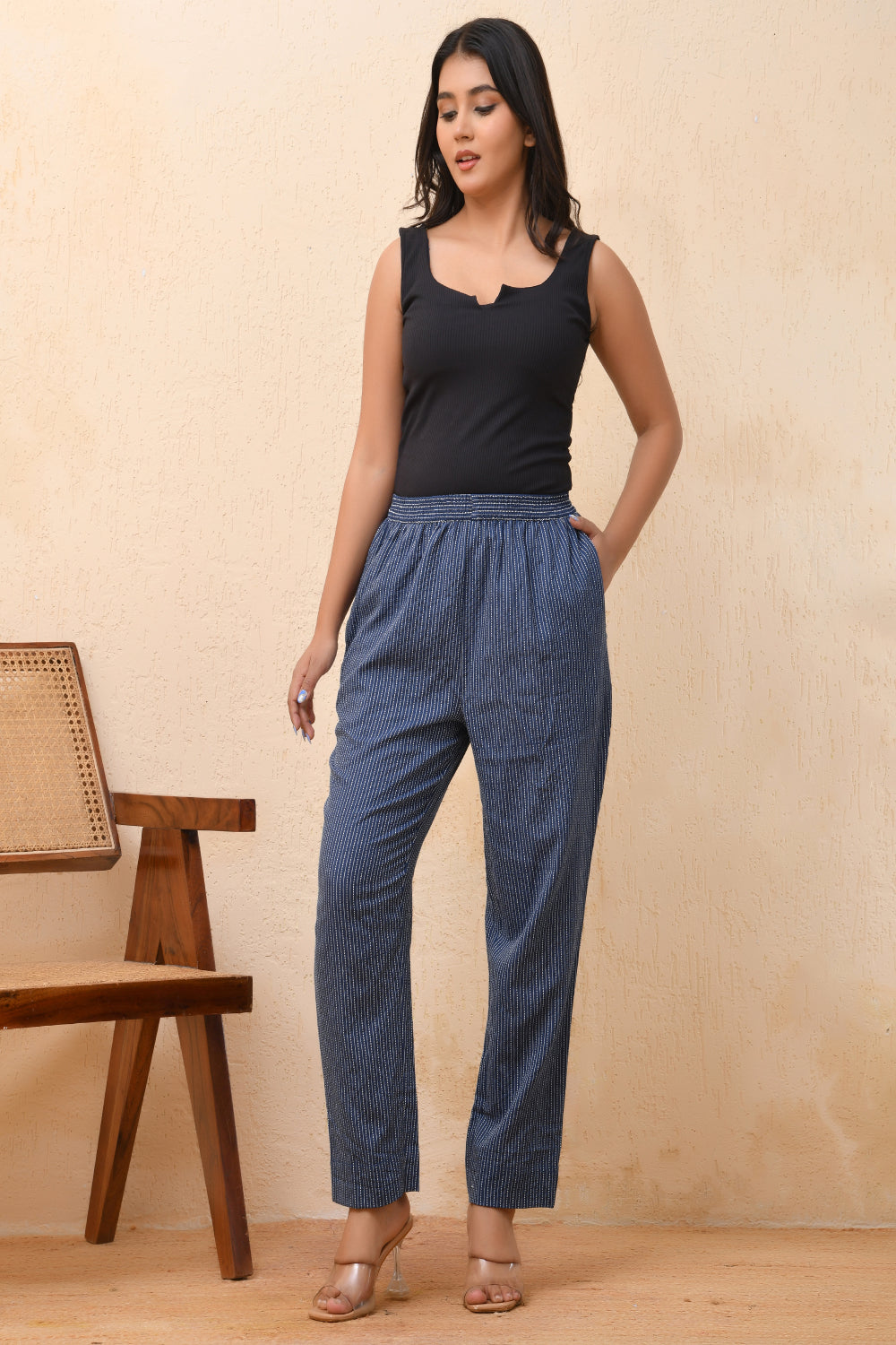 Vaasva Women Royal Blue Straight Pant | Swadesiicart