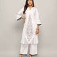 Indian Clothing FIORRA Women's White Cotton Straight Kurta Palazzo Set - Swadesiicart