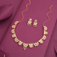 Tehzeeb Creations Gold Pleate Sea Green Choker Necklace With Stud - Swadesiicart