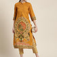 Juniper Mustard Ethnic Motif Printed Rayon Straight Kurta With Buttons & Tassels - Swadesiicart