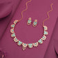 Tehzeeb Creations Gold Pleate Sky Blue Choker Necklace With Stud - Swadesiicart