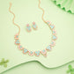 Tehzeeb Creations Gold Pleate Sky Blue Choker Necklace With Stud - Swadesiicart