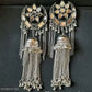 Tehzeeb Creations Women's Silver Colour Oxidised Earrings With Mirror And Chain | Swadesiicart
