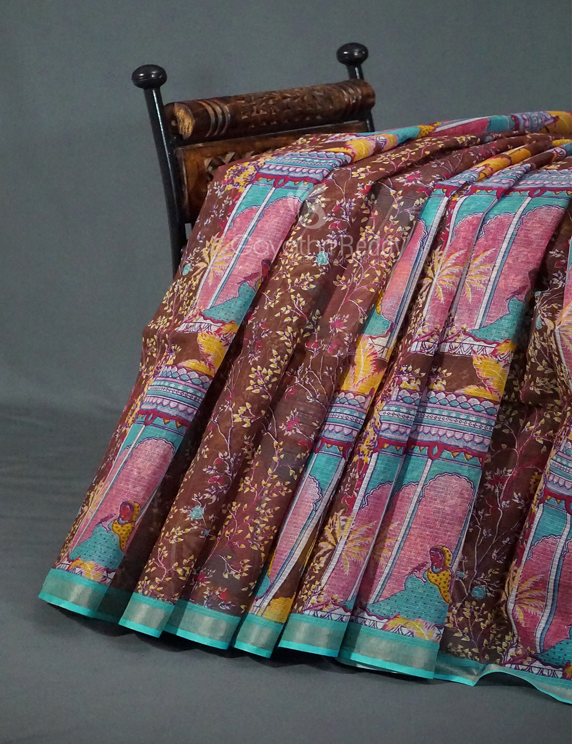 Mauve Onion Colour Rajasthani Design Pure Kota Cotton Saree By Gayathri Reddy Designer Studio | Swadesiicart