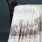 Cream Colour Peacock Block Print Crocia Mulmul Cotton Saree By Gayathri Reddy Designer Studio | Swadesiicart