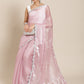 Tikhi Imli Pink Solid Embellished Border Saree | Swadesiicart