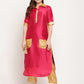 Ahalyaa Women's Dark Pink Poly Silk Kurta Trouser Set | Swadesiicart