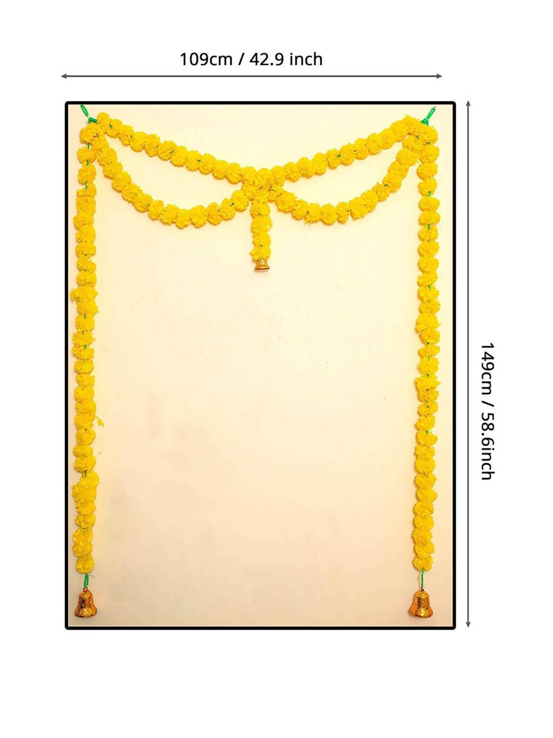 Tied Ribbons Yellow Hanging Marigold Garland Toran | Swadesiicart