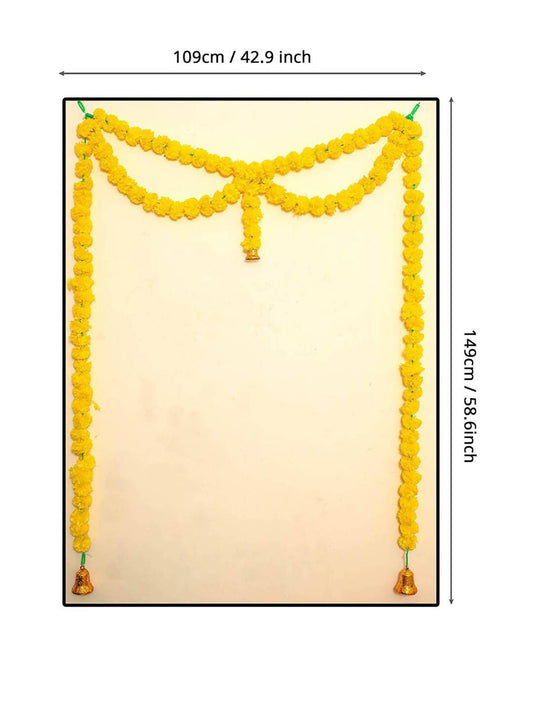 Tied Ribbons Yellow Hanging Marigold Garland Toran | Swadesiicart