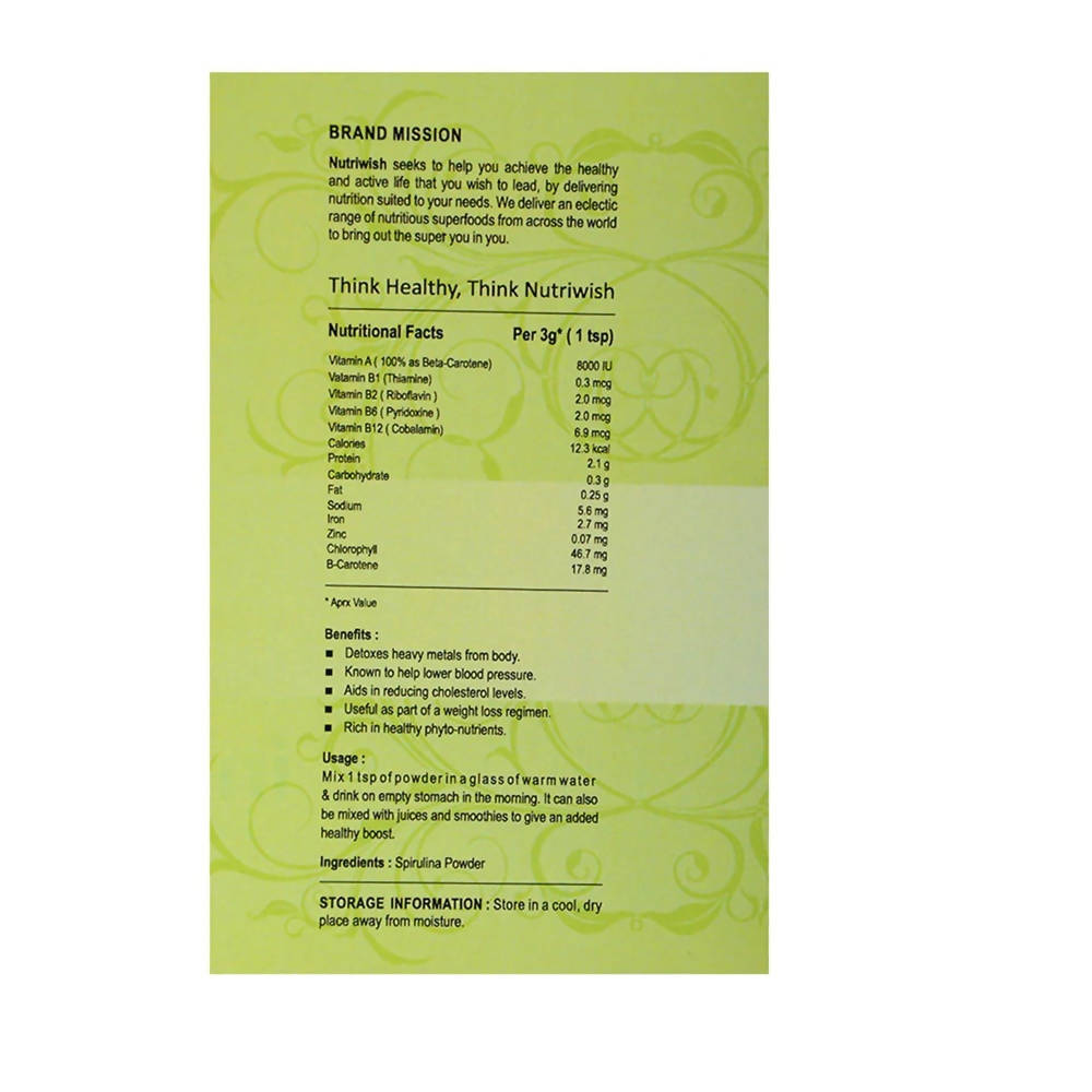 Nutriwish Spirulina Powder - Swadesiicart