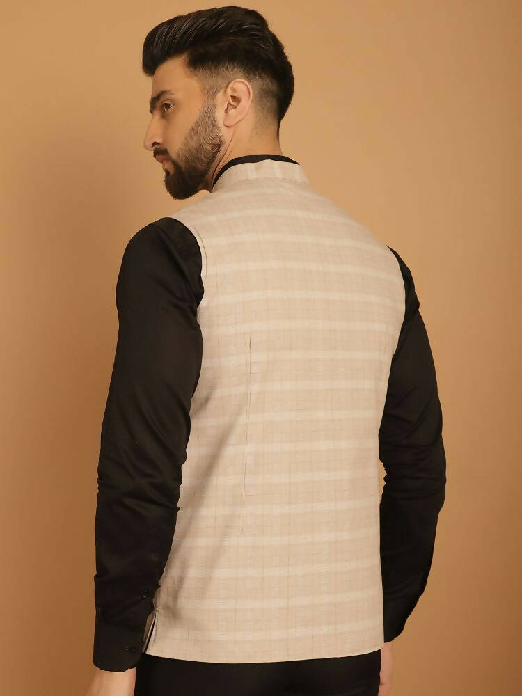 Even Apparels Nehru Jacket With Welt Pockets - Beige | Swadesiicart