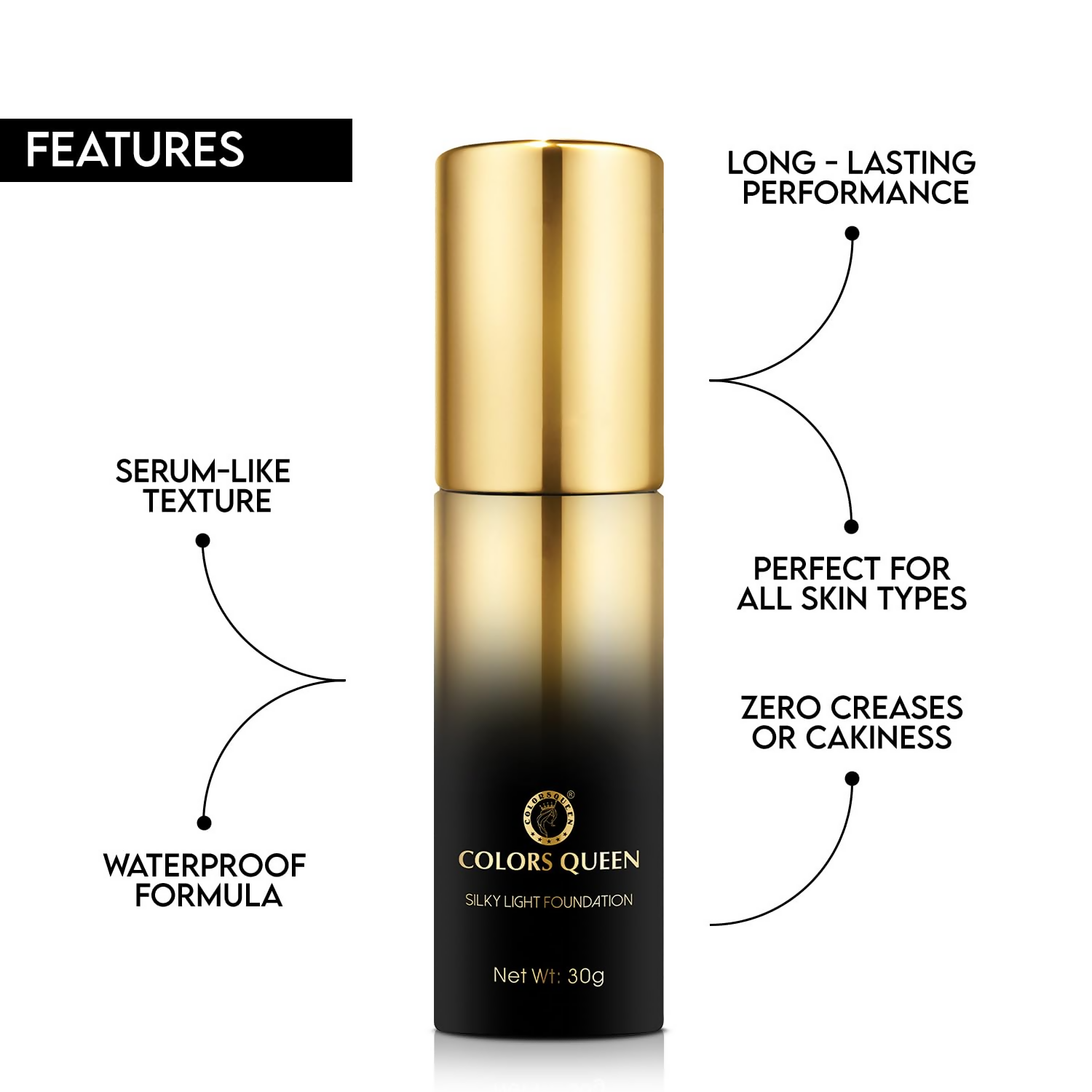 Colors Queen Silky Light Foundation - 04 Natural Nude | Swadesiicart