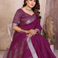 Anaita Purple Weaving Linen Cotton Saree With Blouse