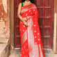 Joban Fashion Red Handwoven & Zari Work Soft Pure Handloom Banarasi Silk Saree | Swadesiicart
