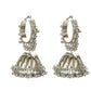 Mominos Fashion Johar Kamal Oxidised Silver-Plated With Ghungroo Jhumkas - Swadesiicart