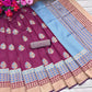 DEIANA'S Beautiful Designer Golden zari Soft Lichi Silk Saree - Wine - Swadesiicart