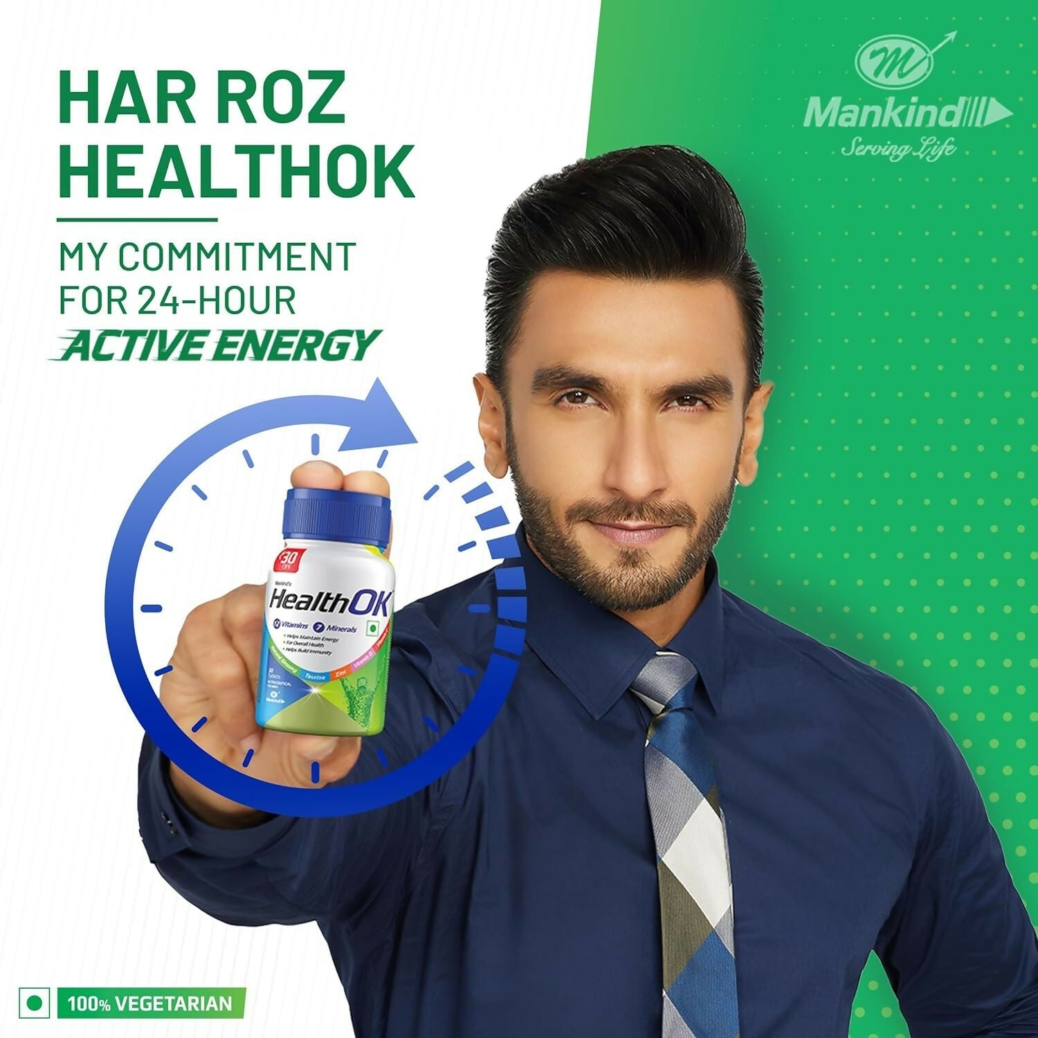 Health OK Multivitamin Tablets For Daily Energy, Vitamin D, C & Overall Health - Swadesiicart