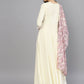 Ahalyaa Women's Cream Crepe kurta With Printed Dupatta Set | Swadesiicart