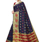Vamika Banarasi Jaquard Navy Blue Weaving Saree | Swadesiicart