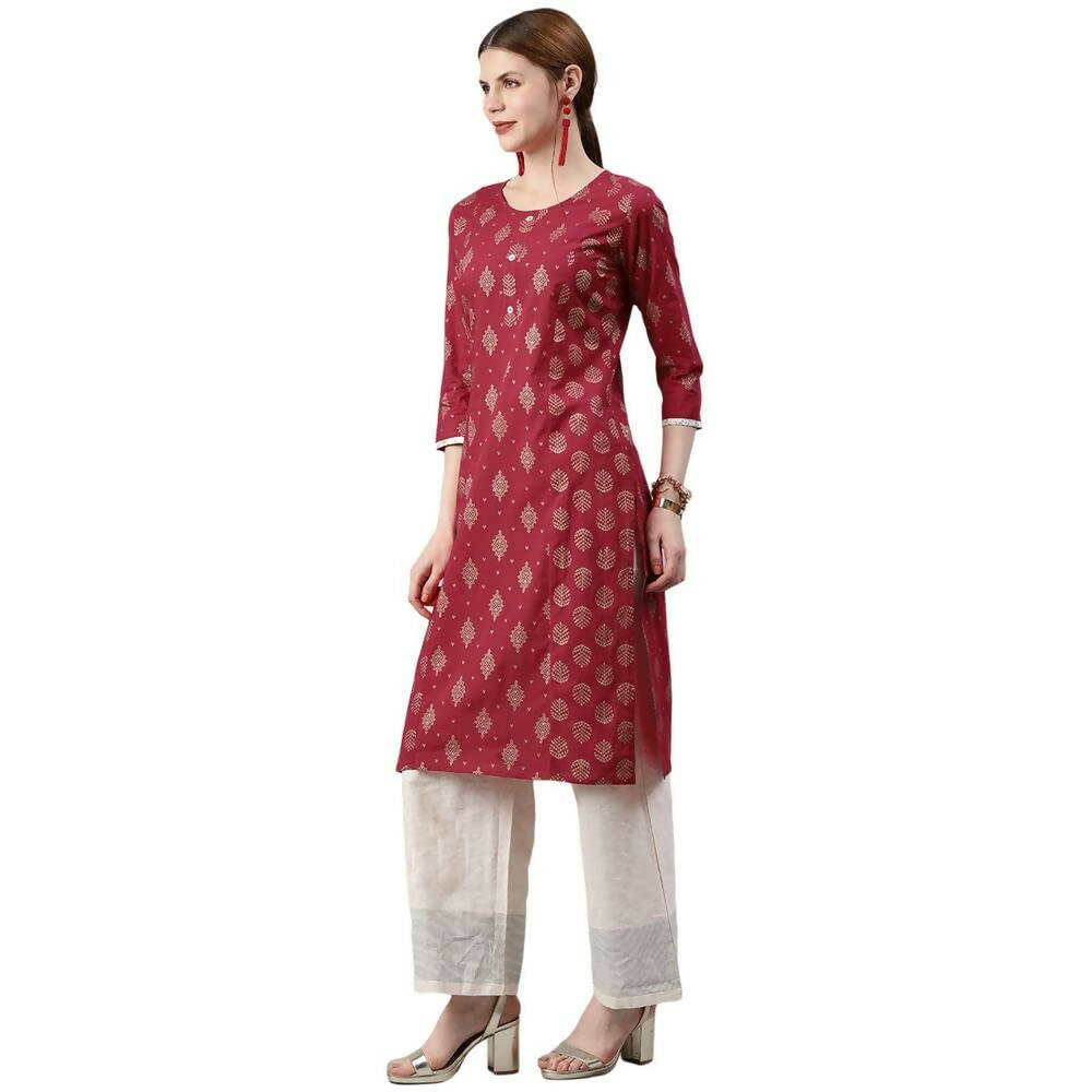 Indian Clothing Anubhutee Women's Cotton Regular Straight Pink Kurta - Swadesiicart