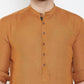 Even Apparels Brown Linen Men's Kurta With Band Collar | Swadesiicart