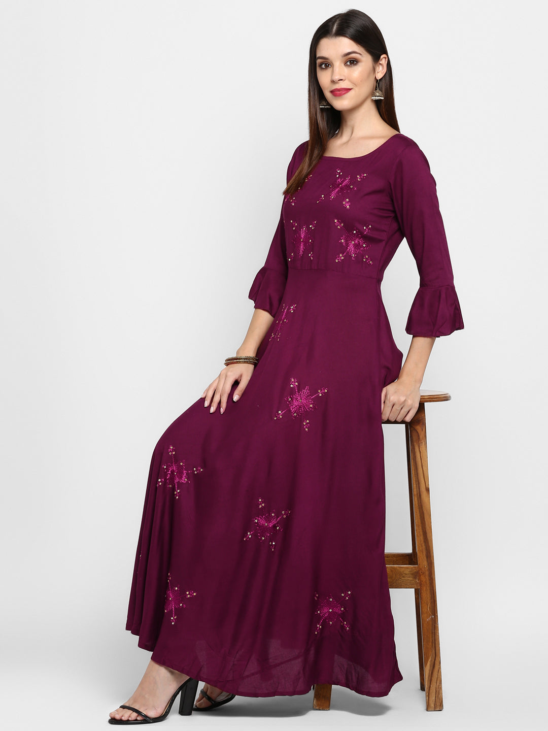 NOZ2TOZ Women Purple Rayon Kurta (1pc) - Swadesiicart