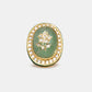 Ruby Raang Gold Polished Green Kundan And Stone Ring | Swadesiicart