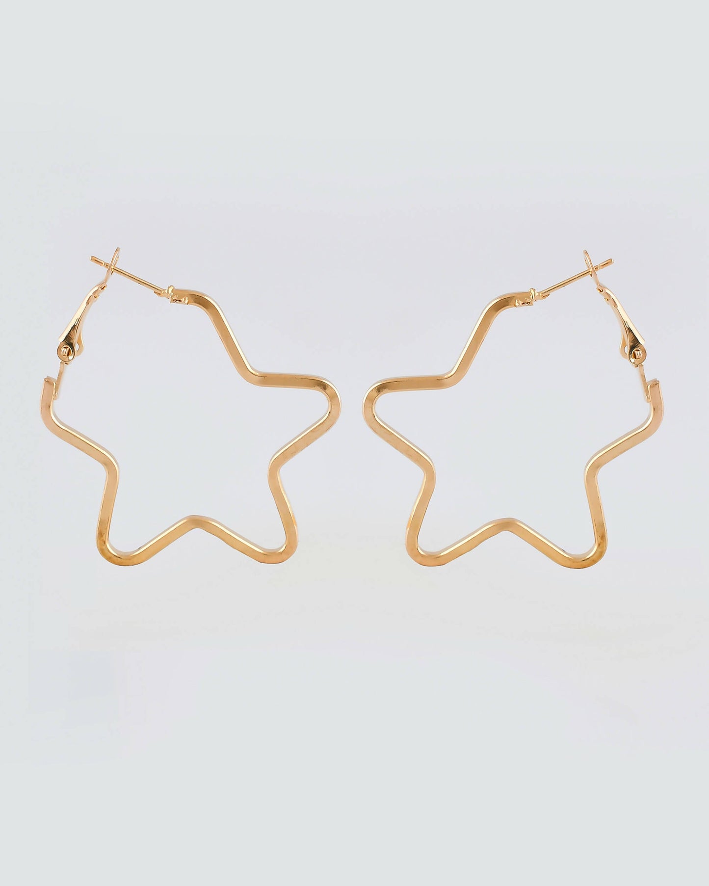 VOJ Women Gold Tonned Star Shape Hoop Stainless Steel Earrings - Swadesiicart