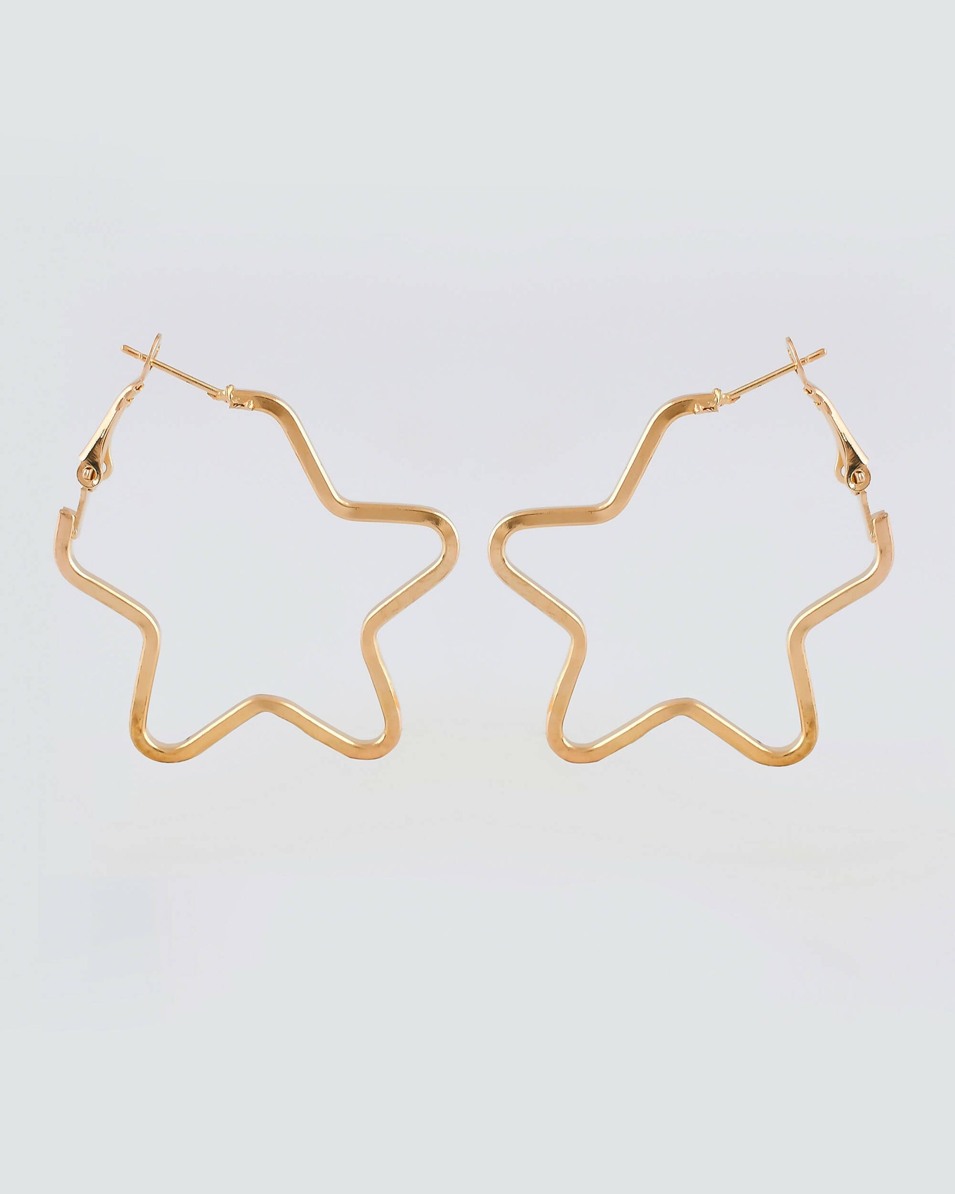 VOJ Women Gold Tonned Star Shape Hoop Stainless Steel Earrings - Swadesiicart