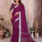 Anaita Purple Weaving Linen Cotton Saree With Blouse