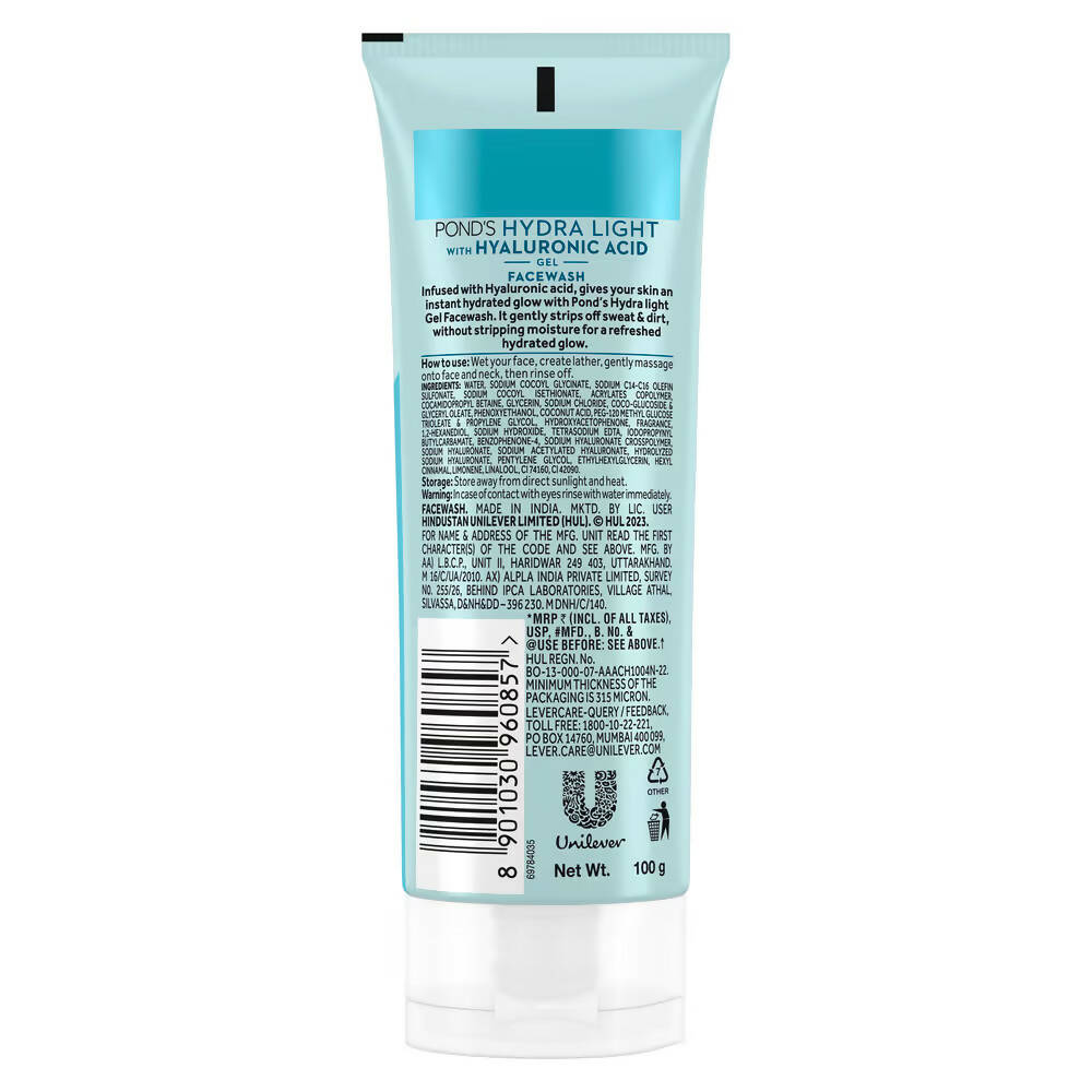Ponds Hydra Light Hyaluronic Acid Hydrating Gel Face Wash - Swadesiicart