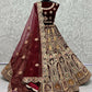 Jyoti Fashion Women's Maroon Velvet Dori, Multi Thread Embroidered with Diamond Work Wedding Lehenga Choli | Swadesiicart