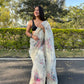 Vamsee White Organza Saree - Swadesiicart