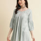 Light Blue Poly Cotton Yoke Embroidered A-line Top - Tarini - Swadesiicart