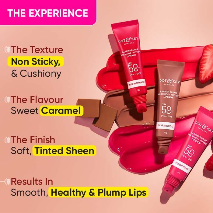 Dot & Key Barrier Repair Ceramide & Peptide SPF 50 PA+++, UVA+UVB Lip Balm - Warm Nude - Swadesiicart