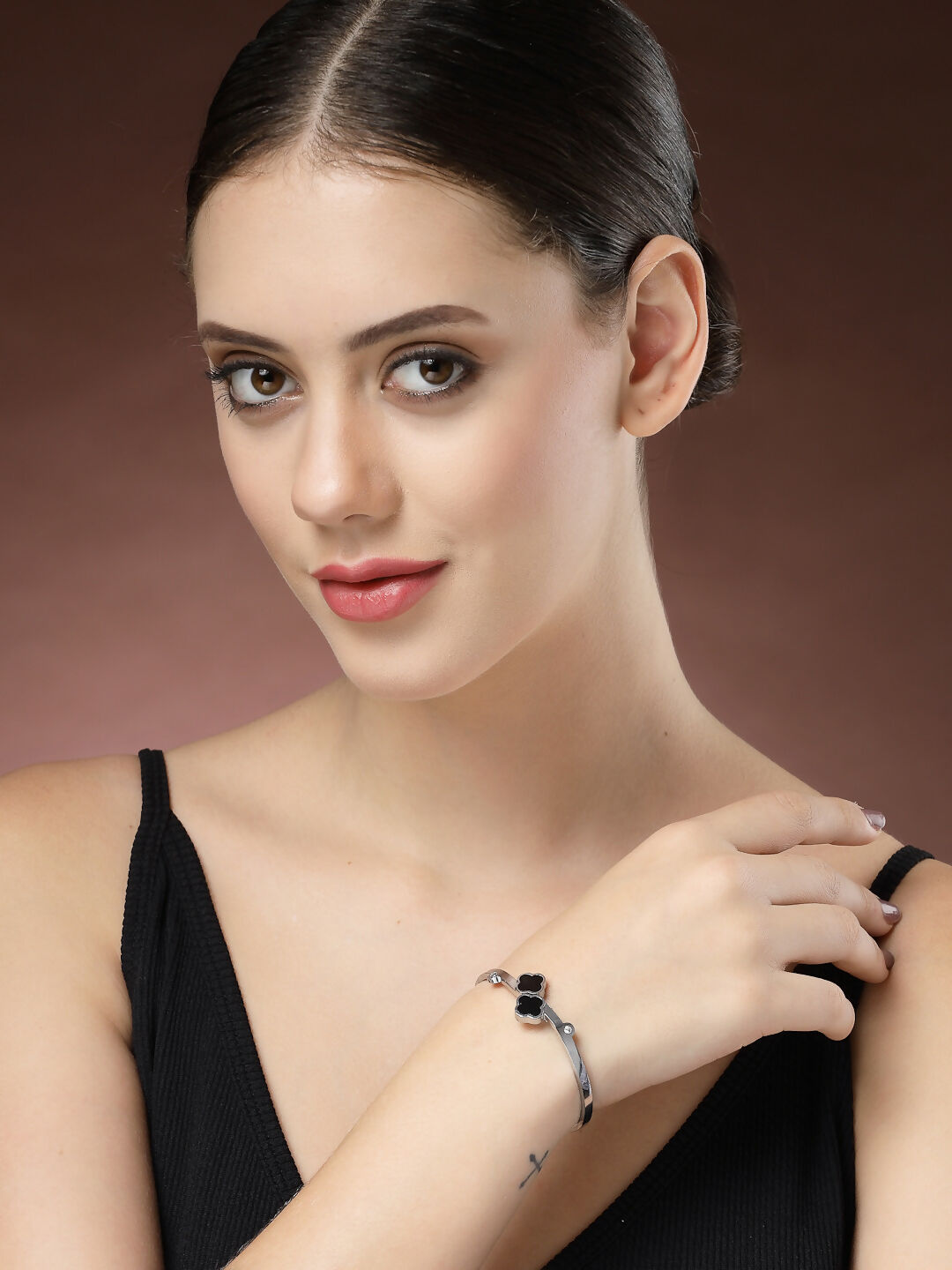 NVR Women's Silver-Plated Cuff Bracelet - Swadesiicart