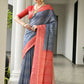 Vishnu Weaves Women's Red Soft Tussar Silk Printed Saree with Blouse - Swadesiicart