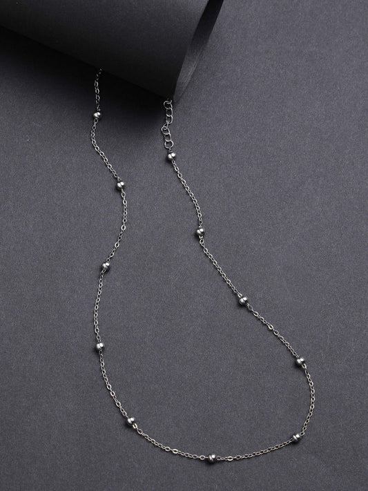 NVR Women's Silver-Toned Artificial Beads German Silver Oxidised Chain - Swadesiicart