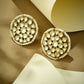 Nuyug 22K Gold-Plated Elegant Kundan Stone Studded & Pearl Beaded Disc Studs | Swadesiicart