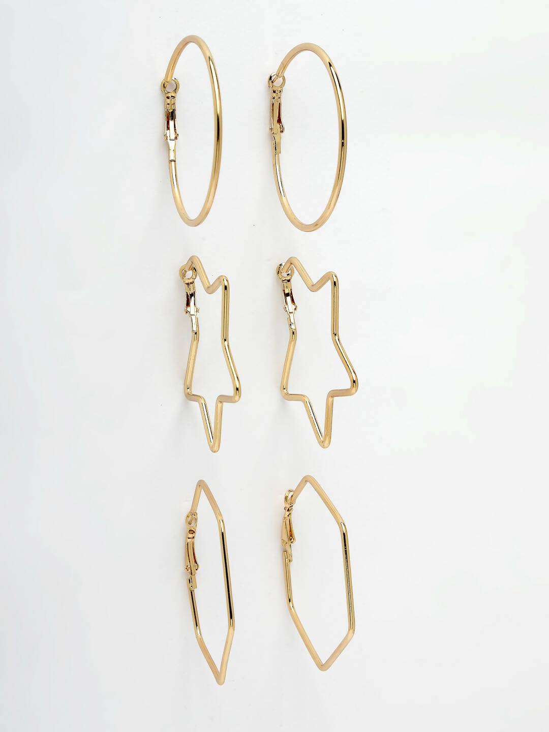 NVR Women Gold-Toned Geometric Hoop Earrings | Swadesiicart