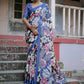 Vishnu Weaves Women's Black Cotton Silk Printed Saree with Blouse - Swadesiicart